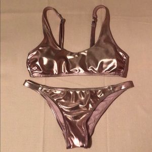 Pink Metallic Bikini Set